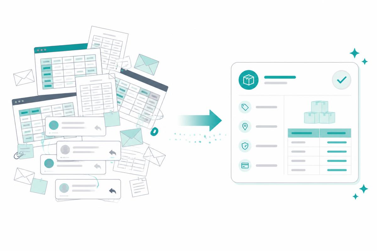 Scattered spreadsheets and email threads consolidated into one vendor inventory